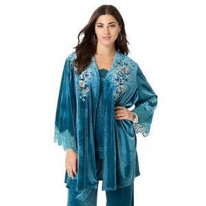 Embroidered Velour Kimono